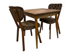 MENDEL MASA VE RİVONE SANDALYE TAKIMI, BAROK CEVİZ, 70X70