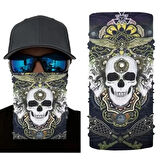 Siyah Beyaz Kafatası Baskılı Boyunluk (Baf,Bandana) 28x45 cm