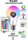 Rgb LED Ampül Kumandalı Ambiyans Aydınlatma Tasarruflu Lamba Renk Değiştiren LED Işık