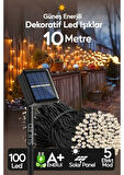 10 Metre Solar Enerjili Dekoratif 100 LED Işık Bahçe Balkon ve Süsleme Ledleri Gün Işığı