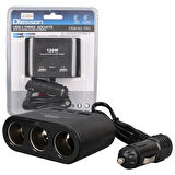 Olesson 1653 12-24v Çift Usb + Type-c Girişli 100w 70cm Kablolu 3'lü Araç Çakmak Çoklayıcı