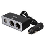 Olesson 1647 12-24v Çift Usb Girişli 100w 70cm Kablolu 2'li Araç Çakmak Çoklayıcı