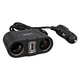 Olesson 1645 12-24v Tek Usb Girişli 100w 70cm Kablolu 2'li Araç Çakmak Çoklayıcı
