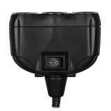 Olesson 1634 12-24v Tek Usb Girişli 120w 80cm Kablolu Dijital Voltaj Ekranlı 3'lü Araç Çakmak Çoklayıcı