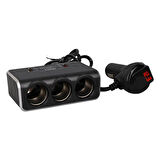 Olesson 1639 12-24v 3lü Çift Usbli 120w 80cm Kablolu Dijital Ekranlı Araç Çakmak Çoklayıcı
