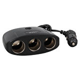 Olesson 1635 12-24v Çift Usb Girişli 100w 70 Cm Kablolu 3'lü Araç Çakmak Çoklayıcı 100x66x40mm