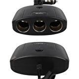 Olesson 1635 12-24v Çift Usb Girişli 100w 70 Cm Kablolu 3'lü Araç Çakmak Çoklayıcı 100x66x40mm