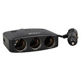 Olesson 1636 12-24v Çift Usb Girişli 100w 70 Cm Kablolu 3'lü Araç Çakmak Çoklayıcı