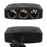 Olesson 1636 12-24v Çift Usb Girişli 100w 70 Cm Kablolu 3'lü Araç Çakmak Çoklayıcı