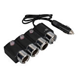 Olesson 1508 12-24v Çift Usb Girişli 120w 80cm Kablolu 3'lü Araç Çakmak Çoklayıcı