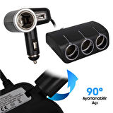 Olesson 1528 12-24v Tek Usb Girişli 120w 80cm Kablolu 3'lü Araç Çakmak Çoklayıcı