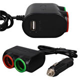 Olesson 1631 12-24v Tek Usb Girişli 120w 80cm Kablolu 2'lı Araç Çakmak Çoklayıcı