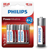 Philips LR6P6BP/10 Power Alkalin 4+2 AA Kalem Pil 6'lı