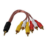 3.5 MM STEREO ERKEK / 6 RCA ERKEK 5+1 KABLO