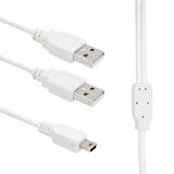 USB 2 X Erkek-Mini USB 5 Pin (2.0V) 1.5 Metre Kablo