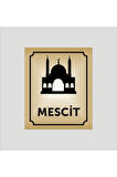 Mescit Yazılı Kapı Levhası 10*12 Cm Alüminyum Gold Levha