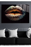 Silvery Lip Cam Tablo, Dekoratif Cam Tablo