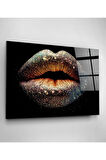 Silvery Lip Cam Tablo, Dekoratif Cam Tablo
