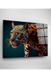 Renkli Leopar Cam Tablo, Dekoratif Cam Tablo