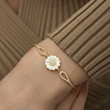 ​925 Ayar Gümüş Gold Papatya Bileklik