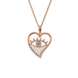 925 Ayar Gümüş Rose Kalp Göz Kadın Kolye