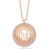 Gümüş Rose Allah Yazılı Kadın Kolye