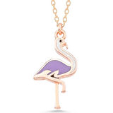 925 Ayar Gümüş Rose Flamingo Kadın Kolye