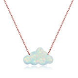 925 Ayar Gümüş Beyaz Opal Taş Bulut Kadın Gümüş Kolye