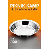 CEYLAN ADAM Paslanmaz Çelik Tabak Seti Kamp Piknik Tabağı 6 ADET