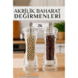 CEYLAN ADAM  Baharat Öğütücü - Baharat Karabiber Tuz Değirmeni Ahşap Akrilik Kristal 2 li SET