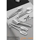 CEYLAN ADAM  Mutfak Maşa Seti - Makarna Pasta Salata Çok Amaçlı Maşa 4 lü SET 304 Paslanmaz Çelik