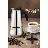 CEYLAN ADAM  Inox Moka Pot - Paslanmaz Çelik Profesyonel Moka Pot - 100 ml