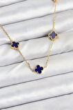 CEYLAN ADAM 316L Çelik Zincir Gold Renk Lacivert Baby Boy Yonca Kadın Kolye
