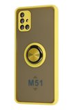 Samsung Galaxy M51 Kılıf Montreal Yüzüklü Silikon Kapak - Sarı
