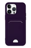 iPhone 14 Pro Kılıf Kelvin Kartvizitli Silikon - Derin Mor