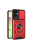 Samsung Galaxy A06 Kılıf Pars Lens Yüzüklü Silikon - Kırmızı