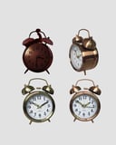 Mey İthalat Retro Tarz Bronz Dekoratif Masa Saati Metal Gövde Yüksek Sesli Alarm