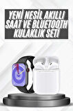 CEYLAN ADAM Akıllı Saat Gümüş Kasa Bluetooth Kulaklık Hediyeli Çok Fonksiyonlu İkili Set