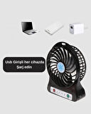 CEYLAN ADAM USB Girişli Taşınabilir Masaüstü Mini Fan – 3 Kademeli Hız, Şarjlı, Işıklı, Sessiz Çalışma