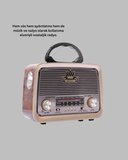 Ahşap Nostaljik Radyo Bluetooth USB SD Kart Destekli