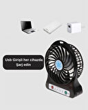 CEYLAN ADAM USB Girişli Taşınabilir Masaüstü Mini Fan – 3 Kademeli Hız, Şarjlı, Işıklı, Sessiz Çalışma