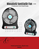 CEYLAN ADAM USB Girişli Taşınabilir Masaüstü Mini Fan – 3 Kademeli Hız, Şarjlı, Işıklı, Sessiz Çalışma