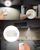 CEYLAN ADAM Çok Amaçlı Kullanım İçin Kablosuz Yapışkanlı 3 Lü Uzaktan Kumandalı Led Spot Lamba