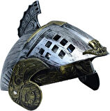 CEYLAN ADAM     Gümüş Üzeri Altın Renk Oynar Başlıklı Romalı Bizans Kaskı Miğferi 25x20 cm