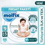 CEYLAN ADAM   Molfix Premium Bebek Bezi Ultra Fırsat Paketi 5 Beden 11-18 Kg 66 Adet