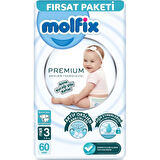 CEYLAN ADAM   Molfix Premium Bebek Bezi Fırsat Paketi 3 Beden 4-9 Kg 60 Adet
