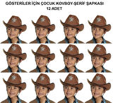 CEYLAN ADAM   Kovboy Şerif Şapkası Kahve 12 Adet - Kostüm, Parti ve Gösteri Şapkası