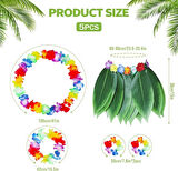 CEYLAN ADAM   Yetişkin Hawaii Kostüm Seti - Yaprak Etek &amp; Hawaii Set - 5 Parça