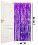 CEYLAN ADAM     Mor Renk Ekstra Metalize Parlak Saçaklı Arka Fon Perde İthal A Kalite 1x2 Metre