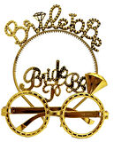 CEYLAN ADAM   BrideToBeYazılıTaçveBrideToBeYazılıGözlükSetiAltınRenk